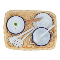 Gluckskafer Enamel Cooking Set in Basket