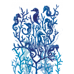 Greetings Card Eight Seahorses Drifting