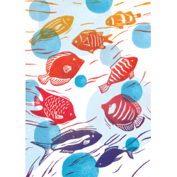 Greetings Card Nine Fishes Swimming
