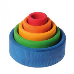 Grimms Stacking Bowls  - Rainbow Blue Outside
