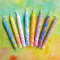Handcoloured Celebration Ring Candles - Marbled - pack of 8