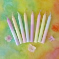 Handcoloured Celebration Ring Candles - Blossom - pack of 8