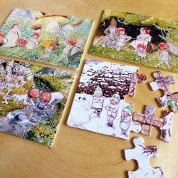 Elsa Beskow Children of the Forest 4 Wooden Jigsaw Puzzles