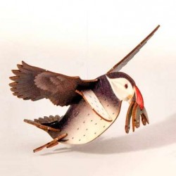 Wooden Greetings Card 3-D - Puffin