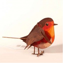 Wooden Greetings Card 3-D - Robin