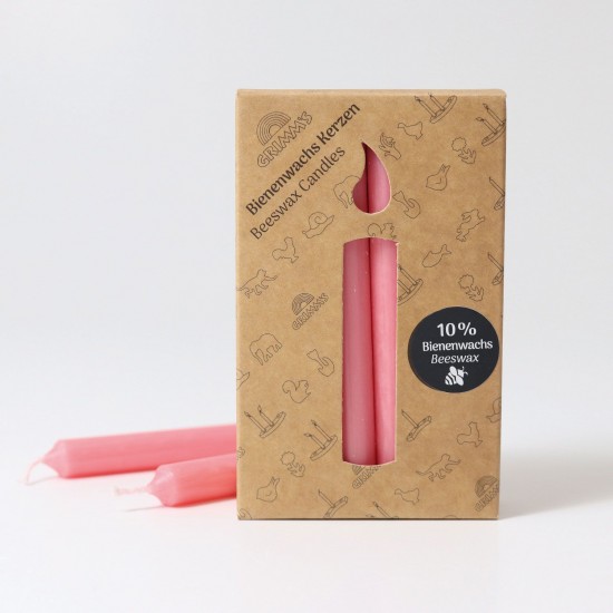 Grimms Candles 10% Beeswax - Pink 12 pcs