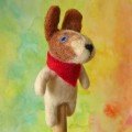 3-D Finger Puppet Dog with Neckerchief