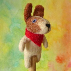 3-D Finger Puppet Dog with Neckerchief