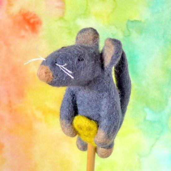 3-D Finger Puppet Mouse with Cheese