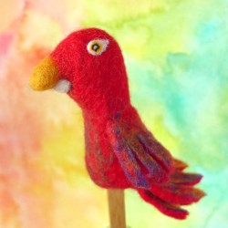 3-D Finger Puppet Parrot Red