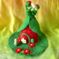 Whimsical Felted House - Strawberry