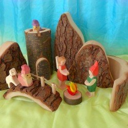 Magic Wood Rock Landscape with Tower and Bridges