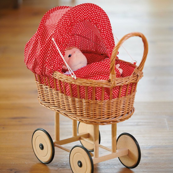 Gluckskafer Wicker Doll's Pram