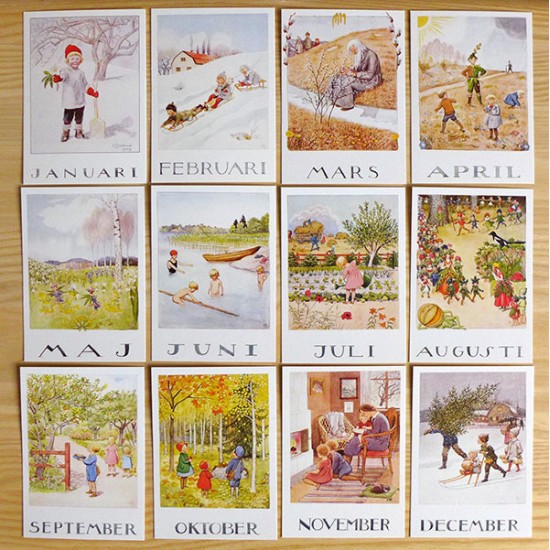 Postcard Set - Elsa Beskow Around the Year