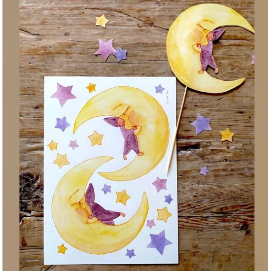 Paper Cut Outs - Moon Child & Stars