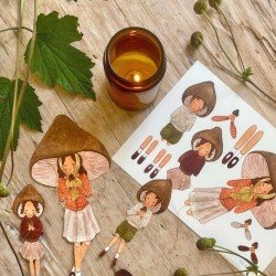 Paper Cut Outs - Brown Mushroom Family