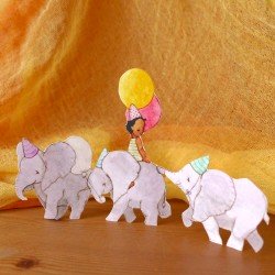 Paper Cut Outs - Birthday Baby Elephants