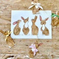 Paper Cut Outs - Four Cute Hares