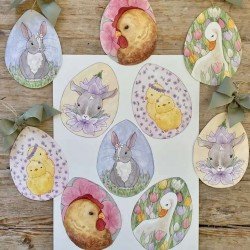 Paper Cut Outs - Five Easter Eggs with Motifs